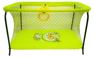 Манеж детский игровой KinderBox люкс Желтый сова с крупной сеткой (R 78002)