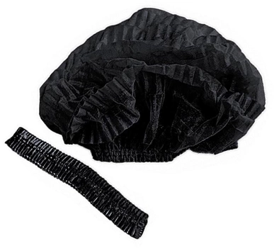 Одноразова шапочка SanGig чорна зі спанбонду кульбаба на гумці 100 штук в упаковці