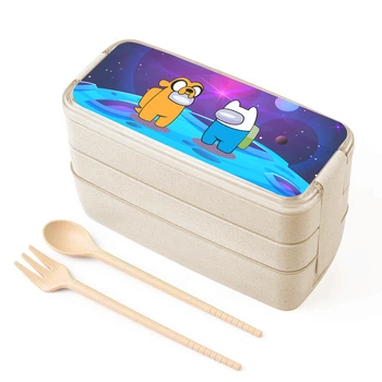 Эко ланч бокс Амонг Ас Время приключений Фин и Джейк (Among Us Adventure Time Finn & Jake) Бежевый (34713-2414-1)