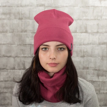 В'язаний комплект для підлітка КАНТА шапка з хомутом (One Size 50-60) унісекс Чайна Троянда (OL-018)