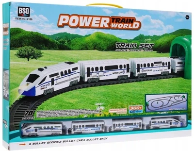 Детская железная дорога Power Train BSQ 2186 70 элементов со светом и туннелями длина путей 900 см