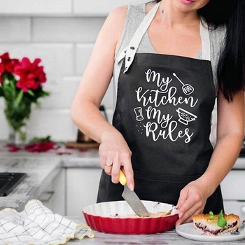 Фартук передник кухонный с надписю My kitchen. My rules черный