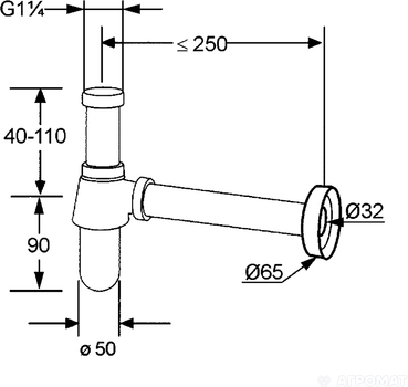 Сифон диаметр подключения 32 мм