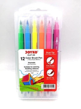 Фломастери двосторонні Joyko пензлик-фломастер 12 кольорів (30-CLP)