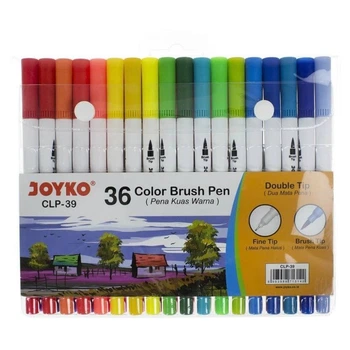 Фломастери двосторонні (пензлик/лінер) Joyko 36 кольорів