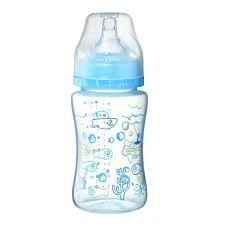 Пляшка антиколікова з широким отвором 240 мл.(0+) "BabyOno" Голуба