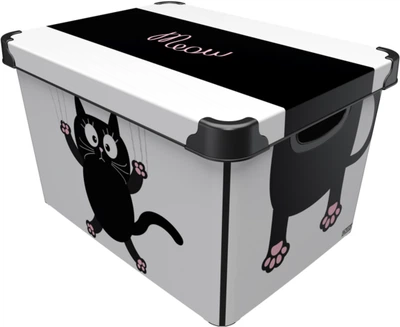 Контейнер для зберігання з кришкою Qutu Style Box Meow Black 20 л (STYLE BOX з/кр. MEOW BLACK 20 л)