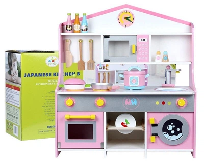 Деревянная игрушечная кухня Kitchen Set большая кухня детская с плитой и посудой MD 2259