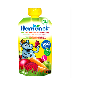 Пюре Hamanek Pouch Яблуко, морква і червона ріпа 120 г (bc-344232)