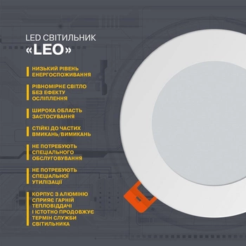 Потолочный светильник ELECTRUM LEO 6W 4000К (B-LD-0735)