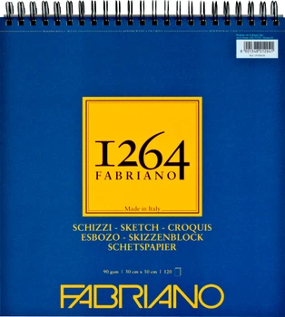 Альбом для рисунка и эскизов Fabriano 1264 30х30 см 90 г/м2 на спирали 120 листов Слоновая кость (8001348212041)