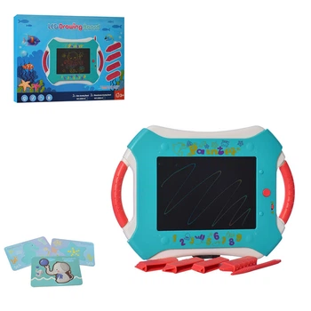 Набор для рисования LCD Планшет-Руль Metr+, Набор для творчества (с маркерами, ручкой и трафаретами), жидкокристаллический, LCD Drawing Board, 33х25 см, голубой