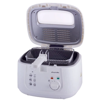 Фритюрница электрическая для фри 2,5 л Kamille 1800W Фритюр для картофеля фри Белая