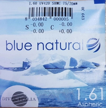 Асферическая линза Divel Italia 1.61 Blue Natural (SPH -8…+0,25) с сатиновым покрытием SILKEN