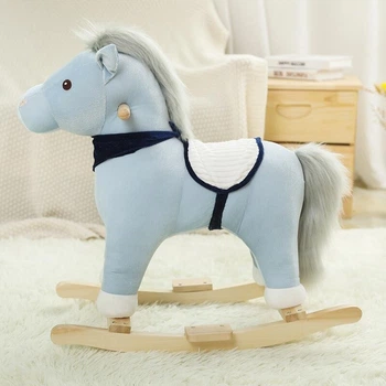 Дитяча іграшка качалка Plush Поні / Конячка / Єдиноріг 60х60х30 см блакитний (9605)