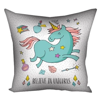 Подушка с принтом габардиновая Believe in unicorns (единорог) 30x30 см