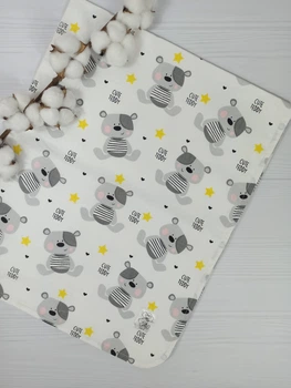 Непромокаемая пеленка многоразовая 80×100 для новорожденных a.l.babybox Медвежонок в звездах Разноцветный