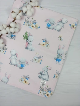 Детская непромокаемая пеленка 50х80 a.l.babybox Зайка с мамой Розовый