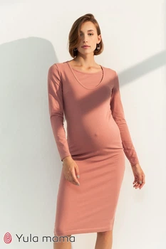 Базовое платье для беременных и кормящих Юла Мама Lillian XS темный розовый (DR-31.032)