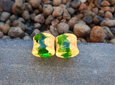 Серьги плаги WoodWork TUNNEL Double Green 40 мм Деревянные