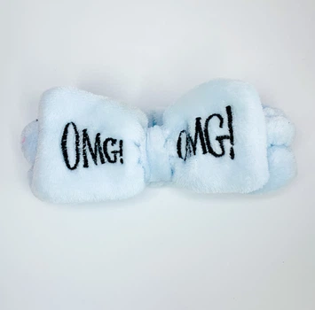 Пов'язка для макіяжу з бантиком "OMG", блакитна