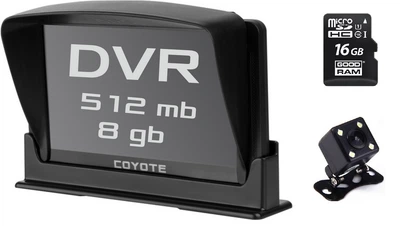 GPS Навигатор Видеорегистратор COYOTE&nbsp;935 DVR Double Hector 512mb 8gb с картами для грузового и легкового транспорта + Камера заднего вида с подсветкой + Карта памяти 16Gb MicroSD