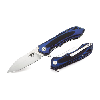 Карманный туристический складной нож Bestech Knife Beluga Black + Blue BG11G-2