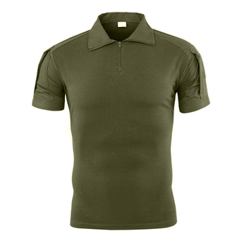 Тактическая футболка с коротким рукавом Lesko A416 Green S мужская на змейке с карманами камуфляжная убокс (K/OPT2-4251-15827)