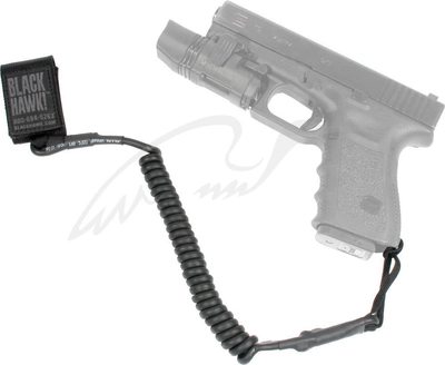 Ремень страховочный пистолетный BLACKHAWK Tactical Pistol Lanyard. Цвет - черный