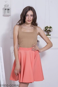 Жіноча спідниця сонце-кльош Подіум Warence 11850-PEACH S Персиковий