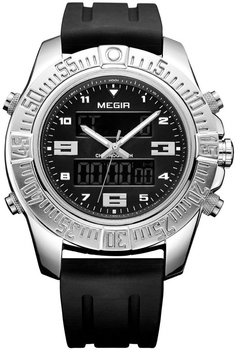 Мужские часы Megir Silver Black MG2038 (MN2038GBK-1)