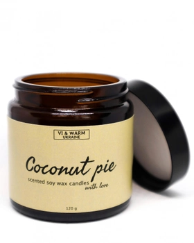 Ароматическая свеча соевая VI & Warm Coconut Pie сладкий аромат свежей выпечки с кокосовым кремом стекло коричневый 120г (CPD120)