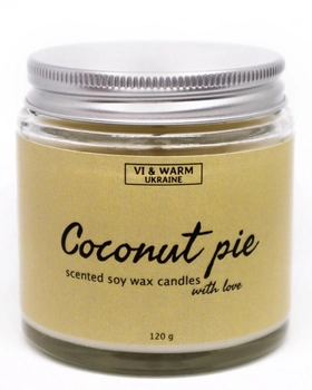 Ароматическая свеча соевая VI & Warm Coconut Pie сладкий аромат свежей выпечки с кокосовым кремом стекло 120г (CPW120)