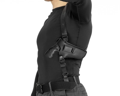 Подплечная, поясна, внутрибрючная шкіряна кобура A-LINE для револьвера чорна (3КУ3 Альфа440)