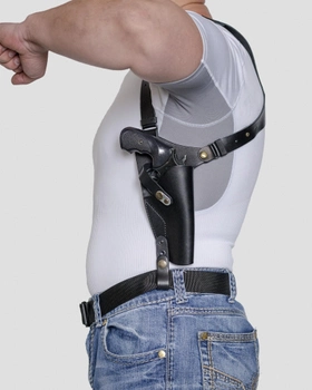 Подплечная, вертикальна шкіряна кобура A-LINE для револьвера чорна (3КП4)