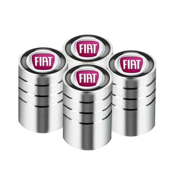 Ковпачки на ніпель з логотипом Fiat Alitek Long Silver Фіат Logo white/Red, 4 шт (67260)