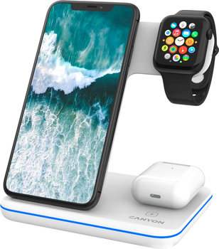 Беспроводное зарядное устройство Canyon WS-303 3 в 1 QI White (CNS-WCS303W)