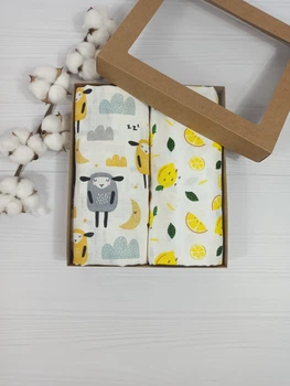 Набір муслінових пелюшок a.l.babybox Овечки Лимончик Різнокольорові