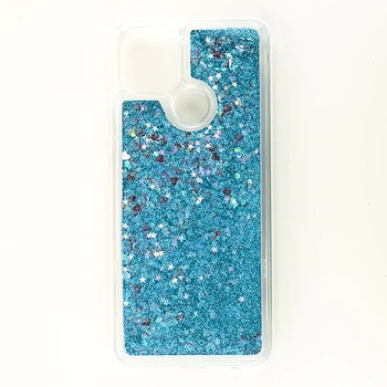 Чехол Glitter для OPPO A15S бампер жидкий блеск Синий