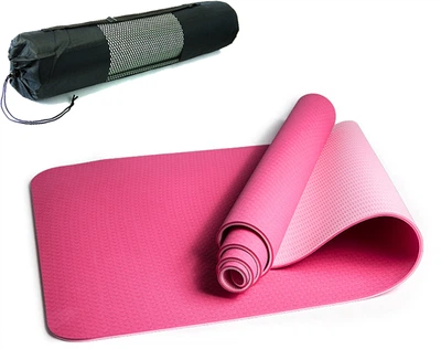 Коврик для йоги YogaLife TPE+TC ( Eco Friendly) 6 мм розовый-св.розовый (двухслойный спортивный каремат, мат для фитнеса, пилатеса)