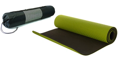 Коврик для йоги YogaLife TPE+TC ( Eco Friendly) 6 мм зеленый-черный (двухслойный спортивный каремат, мат для фитнеса, пилатеса)