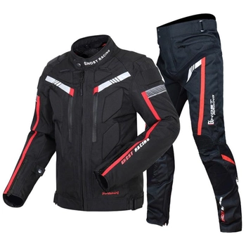 Мотокостюм раздельный текстильный с защитой спины, рук, ног и плечей для мотоциклиста CHOST RACING Черный M GR-Y07