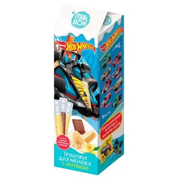 Хот Вилс свит бокс Трубочки для молока + игрушка MILK BOX Hot Wheels Шоколад, банан, ваниль, 18г хот вилс свит бокс