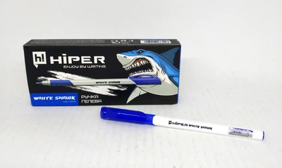 Ручка гелевая Hiper White Shark, 0,6мм, 800м, синяя,10шт. HG-811син