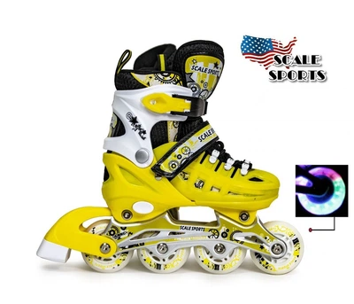Роликовые коньки детские раздвижные Scale Sports YELLOW LF 905 Желтые размер 29-33 передние колеса СВЕТЯТСЯ
