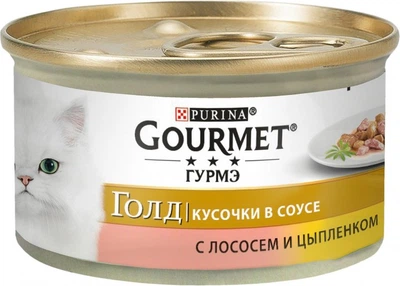 Вологий корм для кішок Purina Gourmet Gold з лососем та циплям, шматочки в підливі 85 г