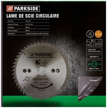 Твердосплавный диск для циркулярной пилы Parkside 210x30 мм 48 зубьев