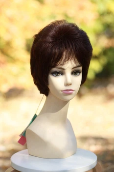 Парик женский из термоволокна Afro beauty короткий пышный каштановый