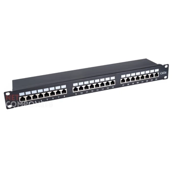 Патч-панель экранированная 24 порта RJ-45 19" cat.6 1U FTP с держателем кабелей W&T (WT-2084-CAT.6)