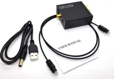 Конвертер цифровой оптический ЦАП аудио звук в аналог +3.5мм разьем декодер оптика (538597770) Черный